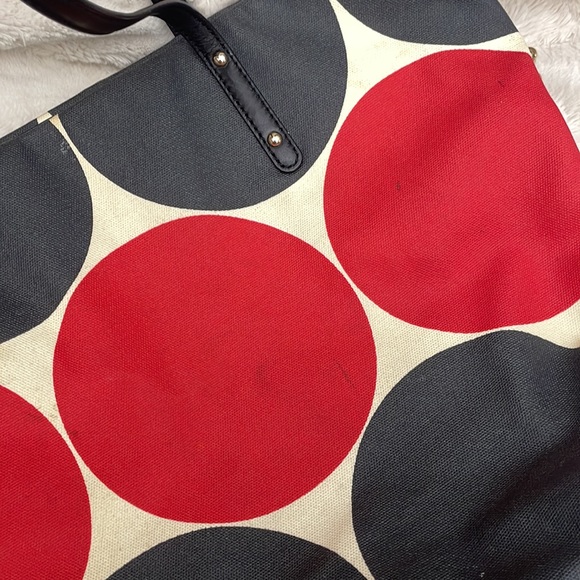 KATE SPADE LARGE RARE RED & BLACK POLKA DOT PURSE - Picture 9 of 14